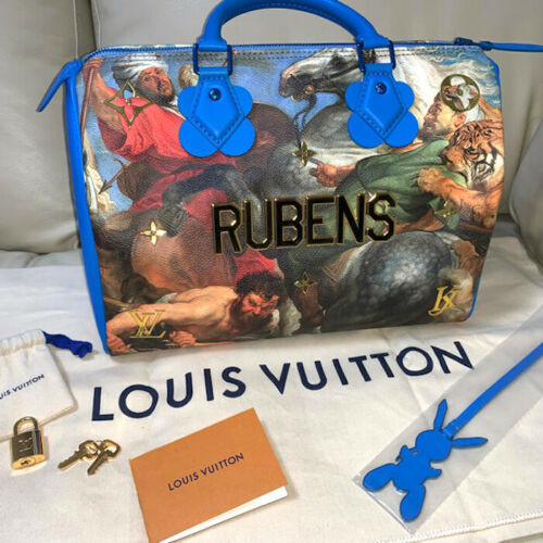 LOUIS VUITTON Speedy 30 Jeff Koons Hand Bag Masters Rubens Blue M43305 Mint Rare