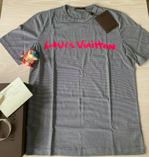 New Louis Vuitton Stephen Sprouse Graffiti 2009 Striped Pink Tee Yeezy LV2