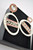 Chanel 18K XL Logo Baguette Crystal Pink Leather Chain Dangle Drop Hoop Earrings