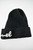 Chanel 21A Black Cashmere White Ivory Pearl CC Script Logo Beanie Winter Hat