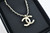 Chanel 20B Gold Pearl Black Crystal CC Logo Statement Pendant Chain Necklace