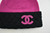 Chanel 21K Black Pink Purple Cashmere CC Logo Quilted Knit Beanie Winter Hat