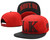 Red Last Kings Snapback Hats with Black Brim