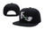 Black DOPE Snapback hat with white logo and blue brim