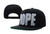 Black DOPE Snapback hat with white logo and leopard print brim
