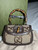 Brown Leather Trim Gucci Bamboo 1947 Jumbo GG Small Top Handle Bag