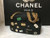 Chanel Embroidery Shoulder Bag Gold Chain Purse Charm Black Woman Auth Ld Rare