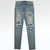 AMIRI MX1 BLUE DISTRESSED LEATHER PATCH JEANS