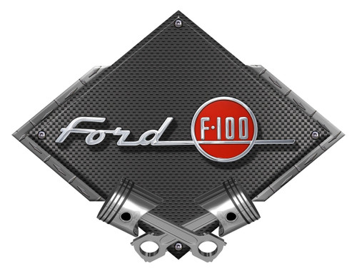 Ford 1955 F100 F-100 Black Carbon Diamond Steel Sign