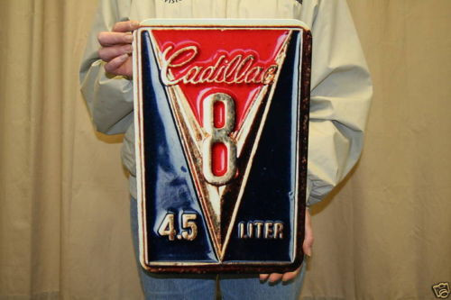 Cadillac V8 Vintage Emblem Steel Sign