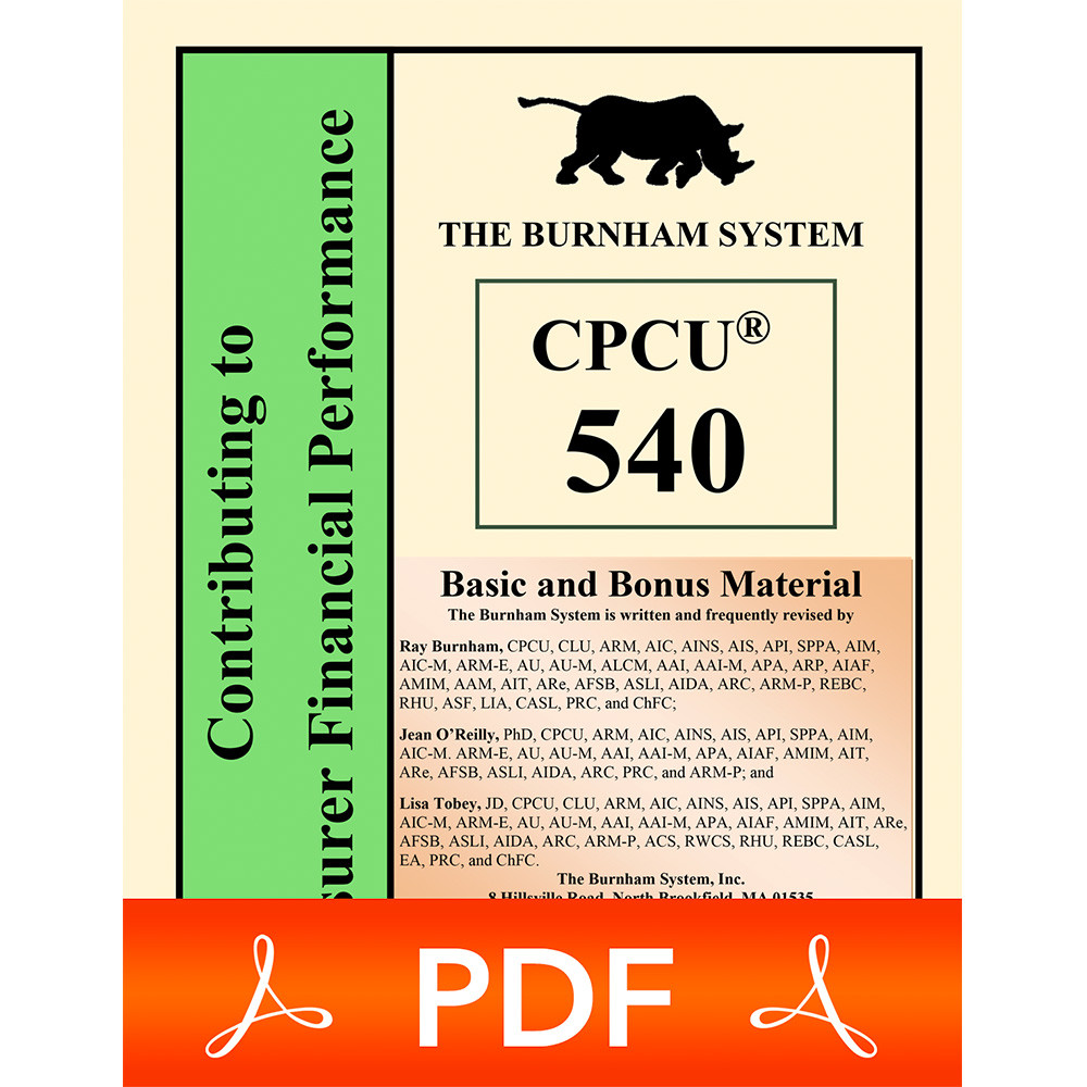 CPCU 540 テキスト CPCU® 540 Contributing to Insurer Financial Performance Study