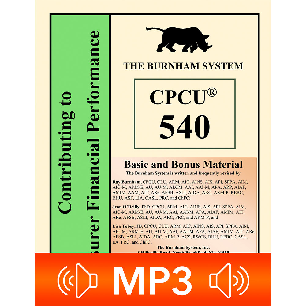 CPCU 540 テキスト CPCU® 540 Contributing to Insurer Financial Performance Study