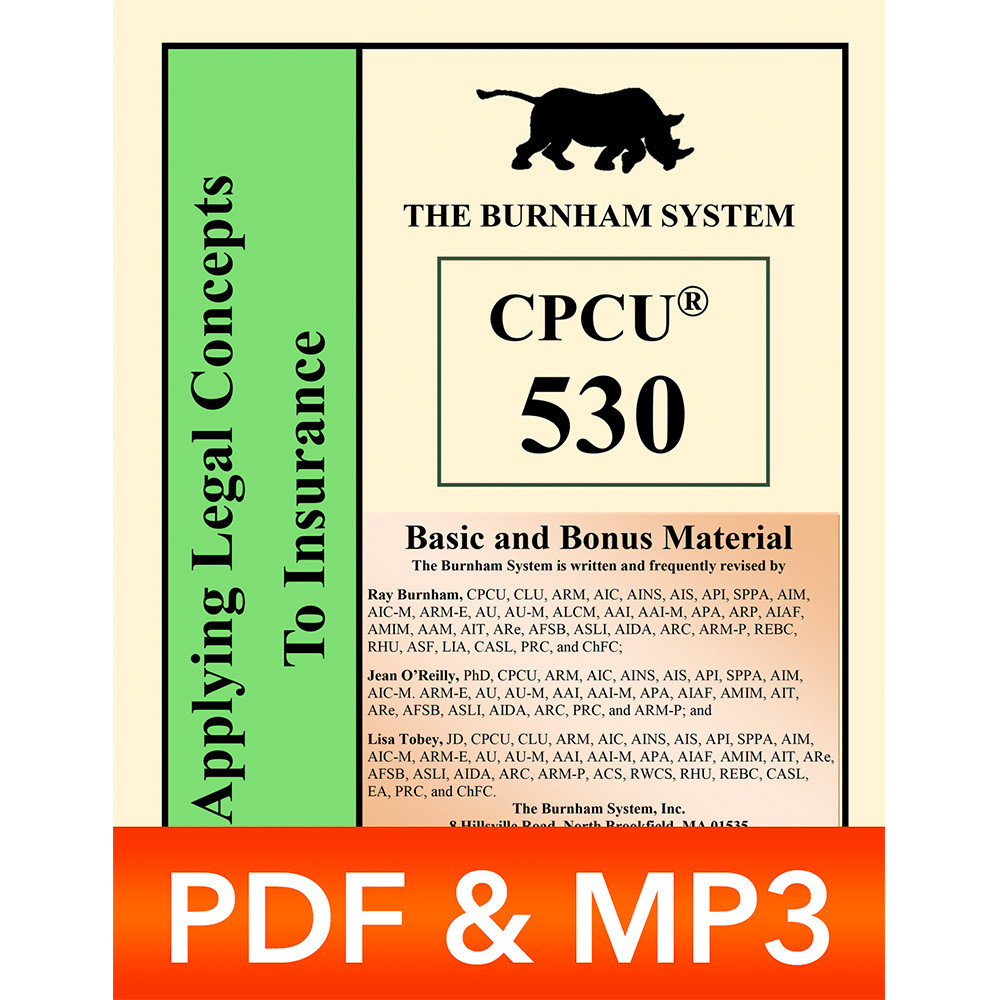 CPCU® 530 Applying Legal Concepts to Insurance Study Guide PDF-MP3
