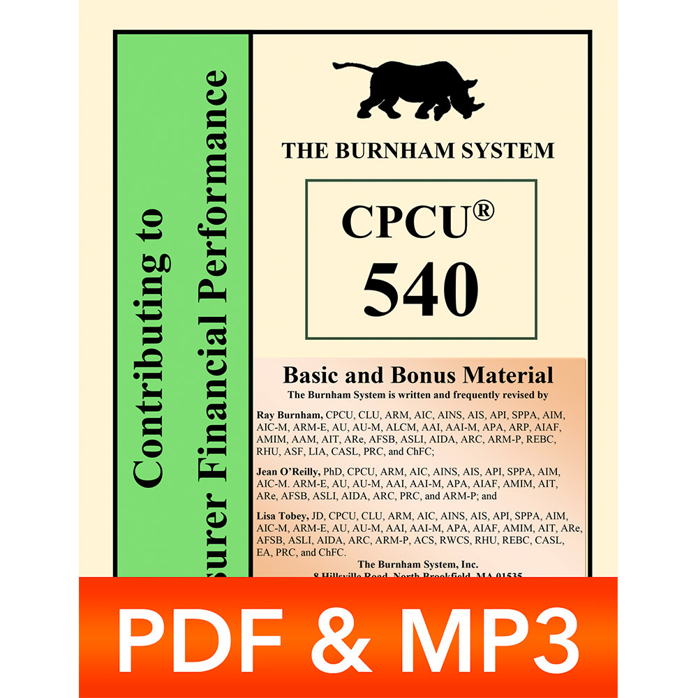 CPCU 540 テキスト CPCU® 540 Contributing to Insurer Financial Performance Study