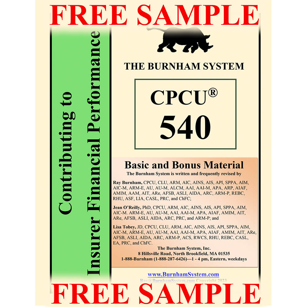 CPCU 540 テキスト Free Sample - CPCU 540 - Printable PDF
