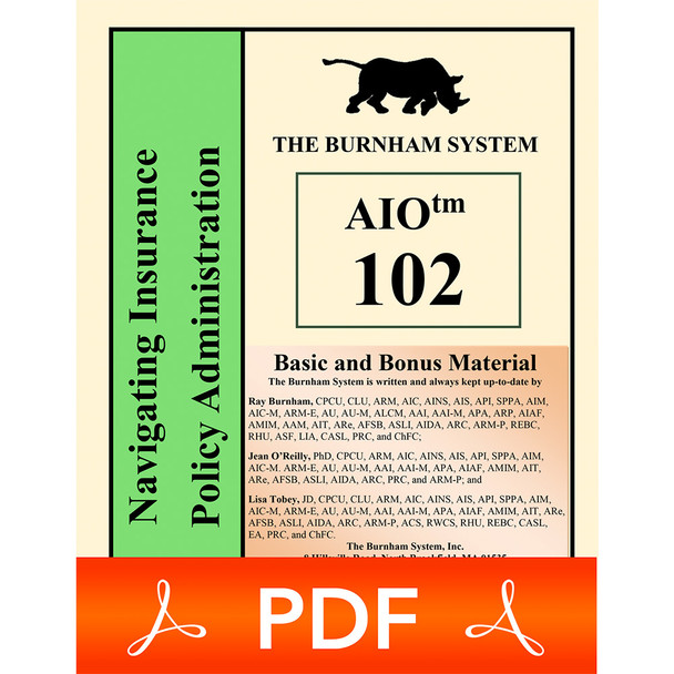 AIO™ 102 Navigating Insurance Policy Administration Study Guide PDF