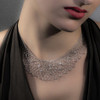 White Gold Lace Diamond Encrusted Necklace on Model