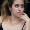 Yellow Gold Lace Diamond Encrusted Necklace on Model