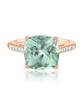 Green Quartz Cushion Ring in Rose Gold