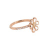 rose gold flower diamond ring side view 2