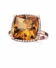 Rose Gold Ring with Large Cushion Citrine