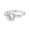 Engagement Ring with Brilliant Cut Diamond and Baguettes - side view