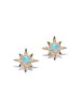 Opal star stud earrings with diamonds in 14k gold