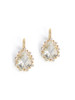 Pear shaped white topaz lever back earring with diamond halos