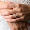 Oval Diamond Engagement Ring Pave Band platinum on hand model