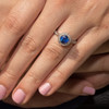 Blue Sapphire Vintage Halo Engagement Ring 