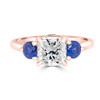 Cushion Diamond Engagement Ring with Sapphires Rose Gold