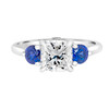 Cushion Diamond Engagement Ring with Sapphires Platinum