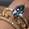 Sapphire Pear Shape Rose Gold Ring with diamond bands