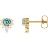 Aquamarine Cluster Stud Earrings YG