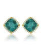 Indicolite Tourmaline Cushion Halo Earrings 