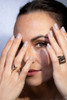 Champagne Diamond Rose Gold Ring on Model 