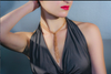 Yellow Gold Lace Lariat Necklace scarf  on model