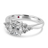 Cushion Diamond Engagement Ring Flanked by Brilliant Cut Diamonds - side view 