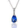 Blue Sapphire Pear Shape Pendant with Diamond Bail