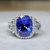 Three Stone Cushion Sapphire and Diamond Ring