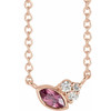 Pink Tourmaline Gemstone Necklace with Diamond Accents 