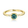 Mini Cushion Teal Sapphire Ring 
