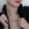 Large Snowflake Diamond Pendant  and ring in Yellow Gold on model
