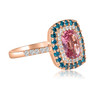 Tourmaline Ring with Blue Diamond Halo -side 