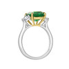 Emerald Three Stone Ring with Trapezoids -standing