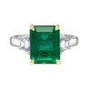 Emerald Three Stone Ring with Trapezoids 