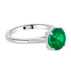 Platinum Round Emerald Ring  - side 