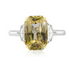 Yellow Sapphire Three Stone Ring with Cadillac Diamonds 