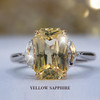 Yellow Sapphire Three Stone Ring with Cadillac Diamonds on background-Instagram