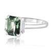 Emerald Cut Green Sapphire with Baguette Diamonds Side